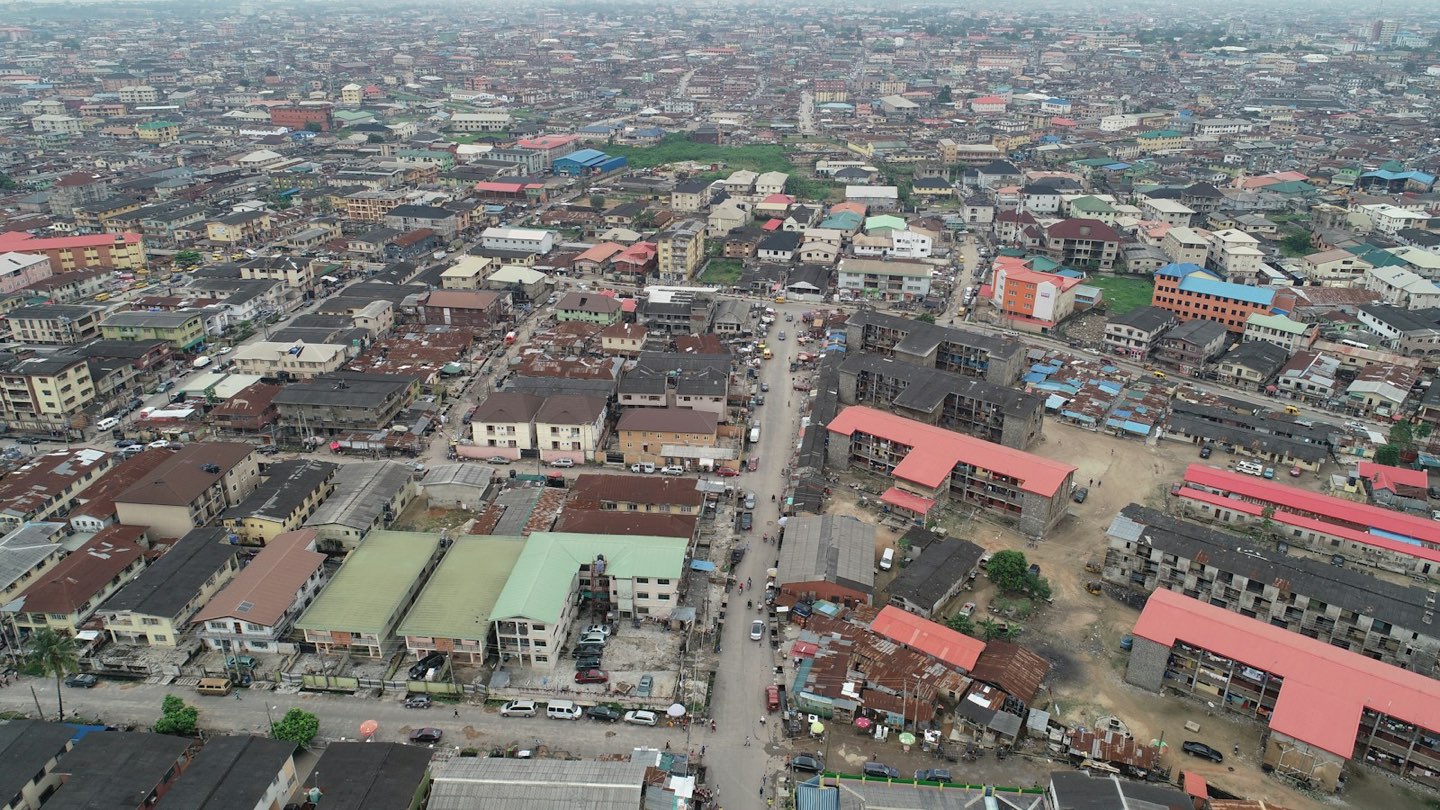 Aerial view of buildings in Lagos, Nigeria